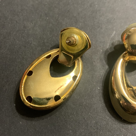 Gold Door Knocker Post Earrings - Picture 4 of 4
